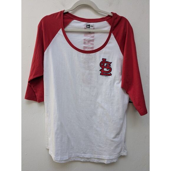 New Era Shirt St Louis Cardinals 3/4 Sleeve Red White Athleisure Sporty Sz XL - Picture 2 of 12